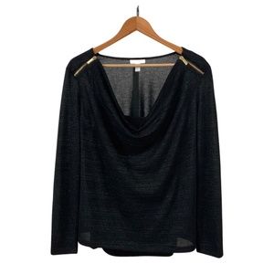 Charter Club Black Metallic Top- Size Large
